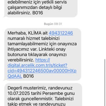Arçelik'in Servis Randevusu Konusundaki İlgisizliği Ve Zaman Kaybı