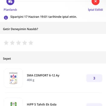 Getir'den Sipariş İptali Ve İade Sorunu: Bebeğimin Mamasını Alamıyorum