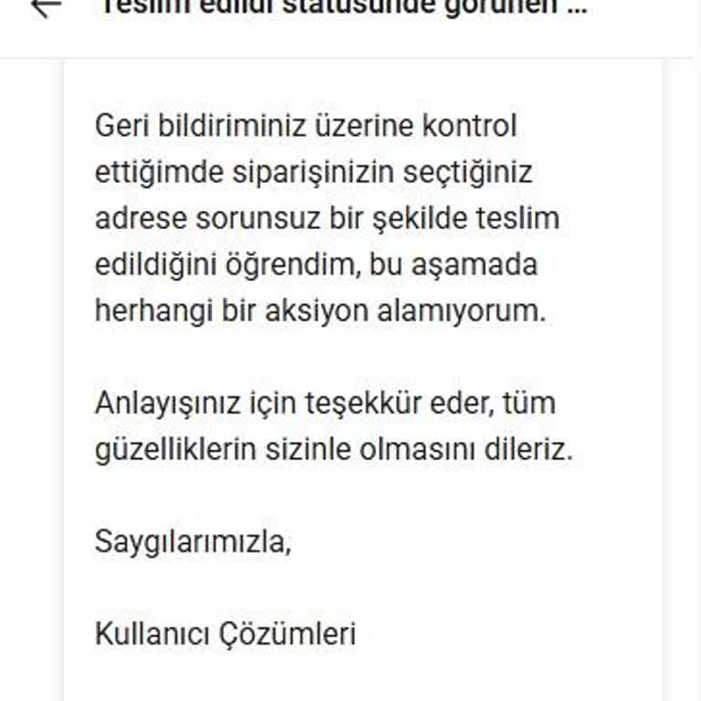 Yemeksepeti Yanlış Adrese Teslim Edilen Siparişimle İlgili Destek Sorunu