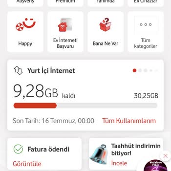 Tarife Değişikliğinde Kalan Kullanım Haklarım Bilgi Verilmeden Silindi