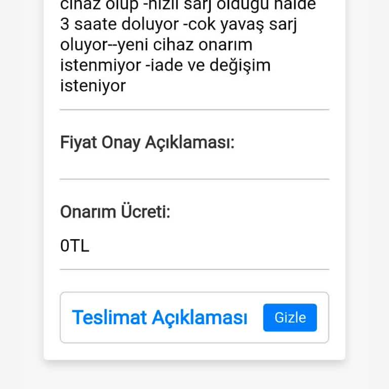 Yeni Alınan Telefonda Hızlı Şarj Sorunu Ve Yanlış Servis Kaydı Mağduriyeti