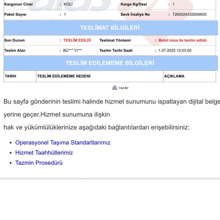 Kargom İzinsiz Teslim Edildi, İletişim Ve Çözüm Yok