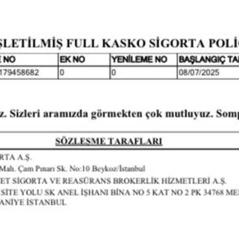 Kasko İptalinde Para İadesi Yapılmıyor