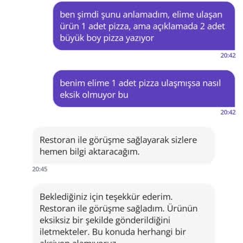 Eksik Pizza Ve Sos, Müşteri Hizmetleri Çözüm Sunmadı Uzun Süre Bekletildim