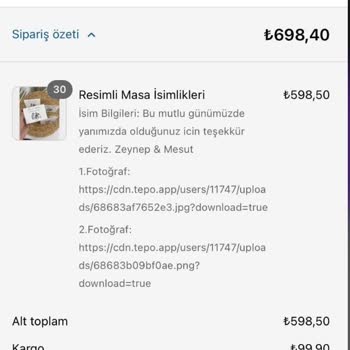 Sipariş Edilen Masa Kartlığında Fotoğraf Ve Yazı İstediğim Gibi Değil