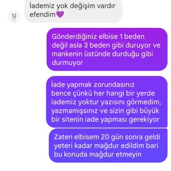 Sipariş Edilen Elbisenin Değişim Ve İade Sürecinde Yaşanan Mağduriyet