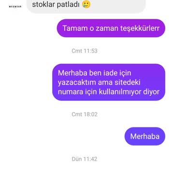 Weswear İade Talebime Hiçbir Kanaldan Dönüş Alamadım