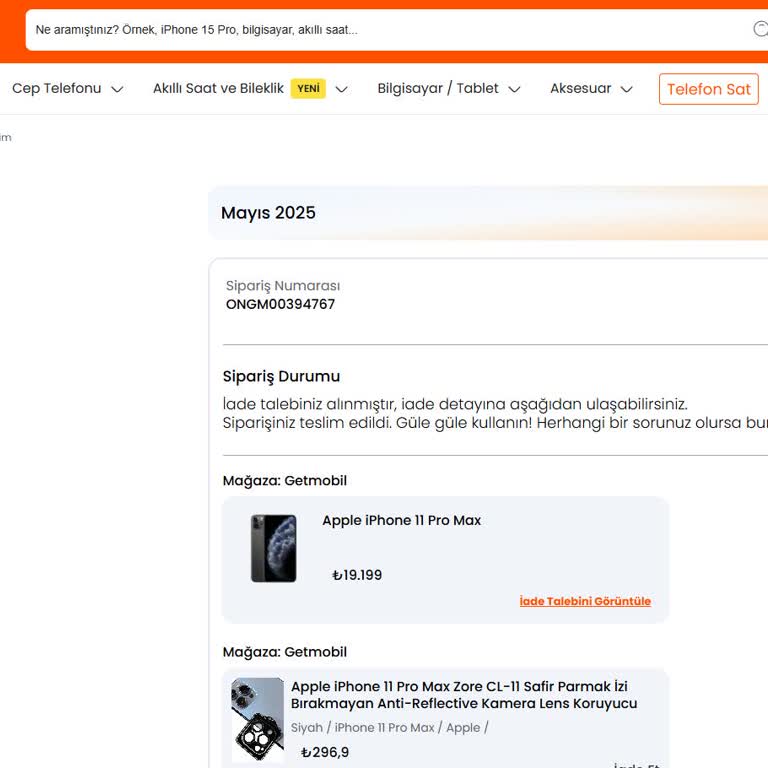 Getmobil Yanlış Kategori Ürün Gönderimi ve İade Sürecinde İlgisizlik