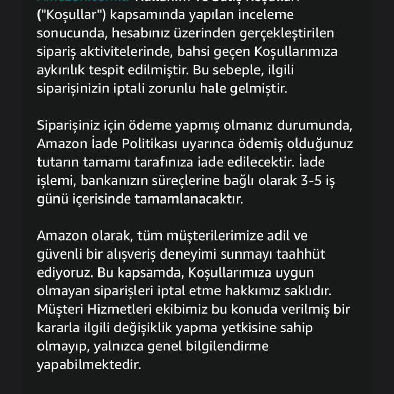 Amazon'dan Satın Aldığım Telefon Keyfi Olarak İptal Edildi!