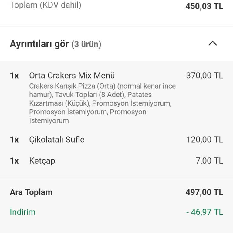 Sipariş Tutarı Farkı Ve Müşteri Hizmeti Eksikliği