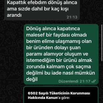 Siparişim Gelmedi Param Geç İade Edildi