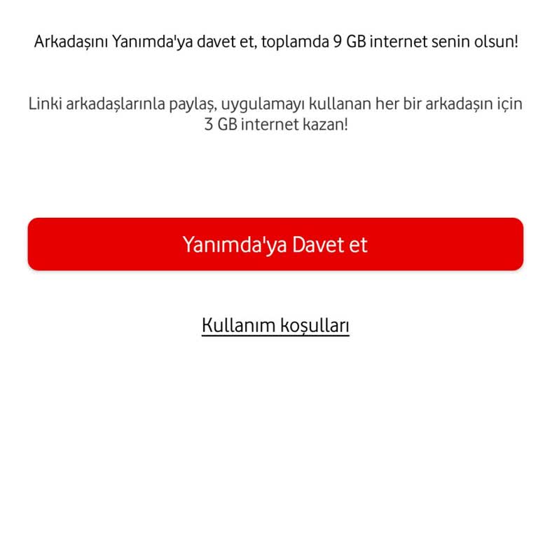 Vodafone Yanımda Davet Kampanyasından İnternet Kazanamadık