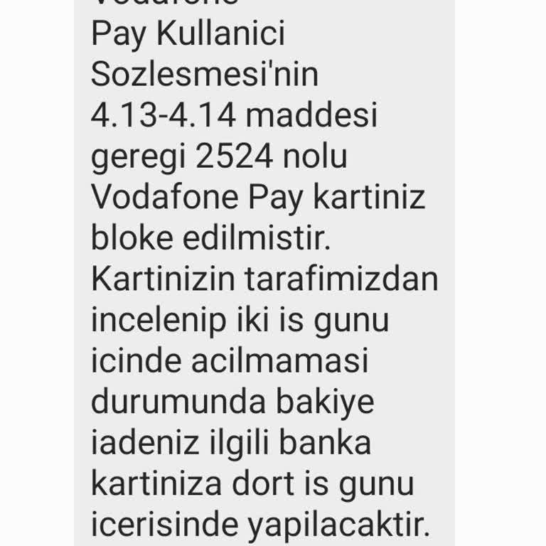 Vodafone Pay Sanal Kartımda Bloke Ve Geciken Para İadesi Sorunu