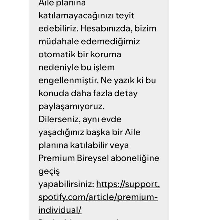 Spotify Aile Planına Katılamama Ve Yetersiz Destek Yanıtı