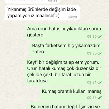 Yıkama Sonrası Hatalı Dikim Nedeniyle Elbisede Şekil Bozukluğu Ve İade Sorunu
