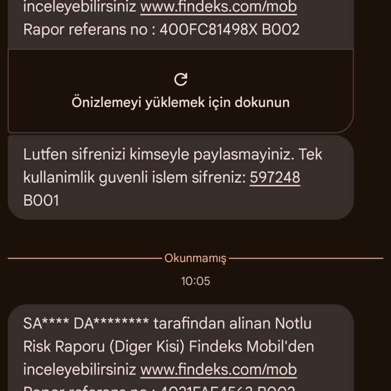 Bilgim Dışında Numaram Kullanılarak Findeks Risk Raporu Talebi