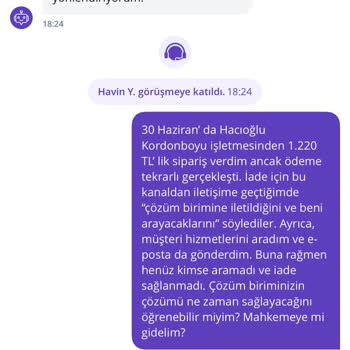 Getir Yemek Siparişi Sonrası İade Yapılmıyor Müşteri Hizmetleri Çözüm Sunmuyor