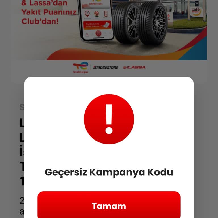 Lassa Ve Total Kampanya Kodu Geçersiz, Sorun Çözülmüyor