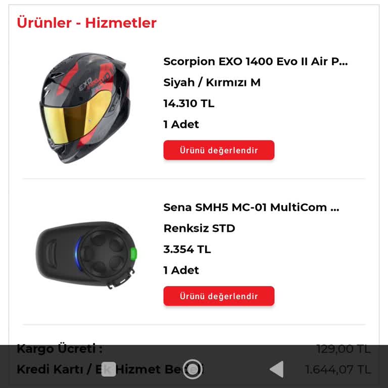 Sipariş İptali Ve Kupon Sorunu, Kask Beden Değişimi Yapılamıyor