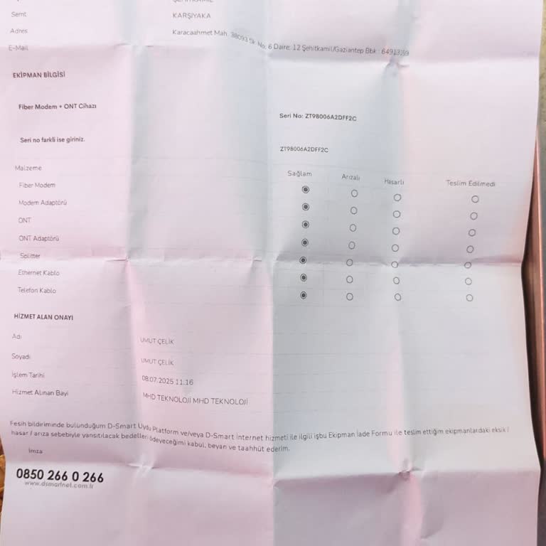 D Smart Modem İadesinde Usulsüz İşlem Ücreti Ve Eksik Kablo İddiası Mağduriyeti