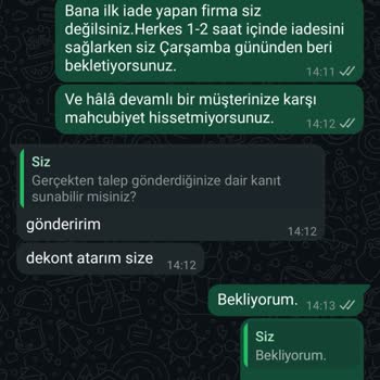 Sipariş İptal Edildi Ücret İadesi Yapılmıyor Sürekli Oyalıyorlar