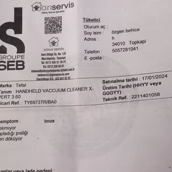 Tefal Dikey Süpürge Garanti Kapsamı Dışında Bırakıldı, Yüksek Servis Ücreti Talep Edildi