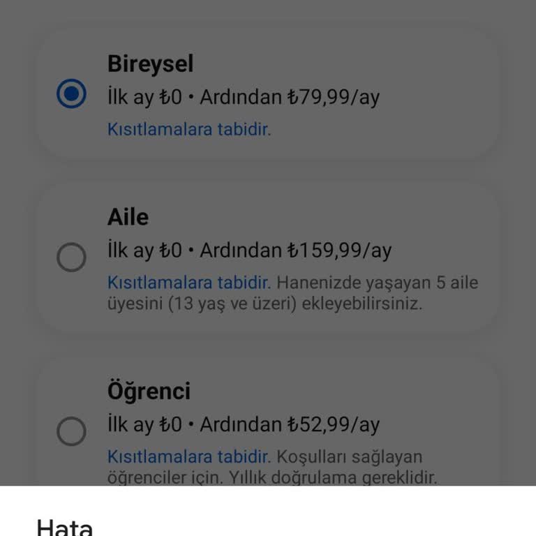 YouTube Premium Üyeliği Başlatılamıyor, Sürekli Hata Alıyorum