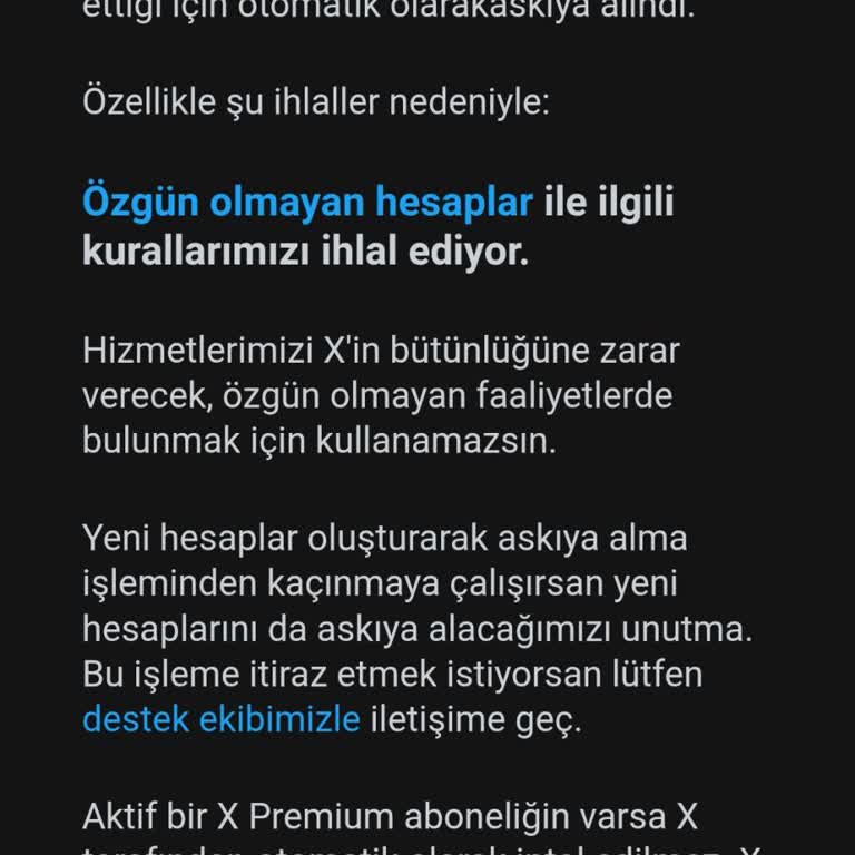 Hesabım Haksız Yere Askıya Alındı, İncelenmesini Talep Ediyorum
