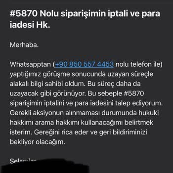 Sipariş Gecikmesi, Fiyat Farkı Ve İade Talebine Cevap Alınamıyor