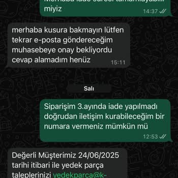 Eksik Ve Hasarlı Parça Gönderimi Sonrası Ücret İadesi Ve İletişim Sorunu