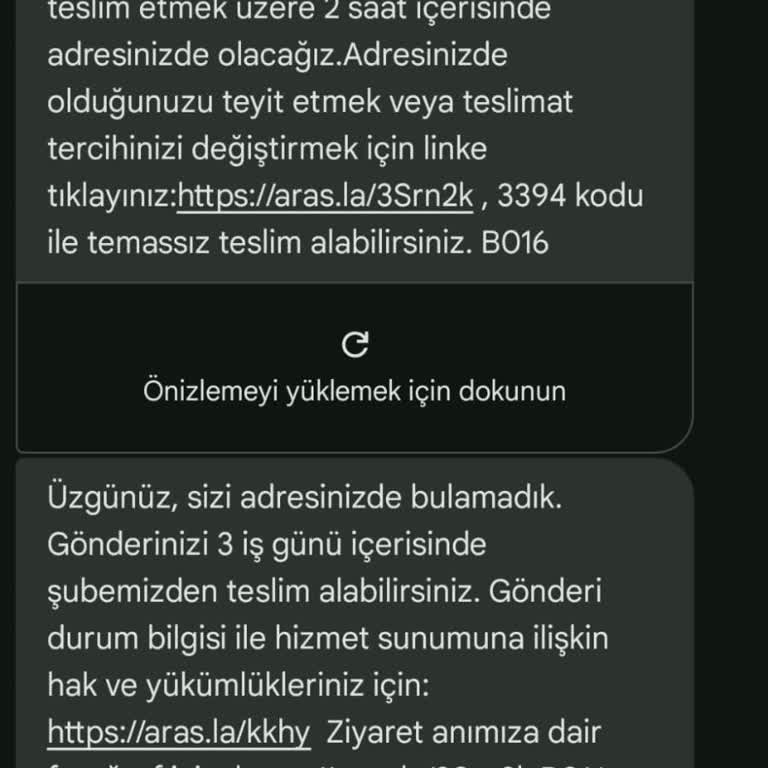 Aras Kargo'nun Teslimat Ve İletişim Sorunlarıyla Mağduriyet Yaşadım
