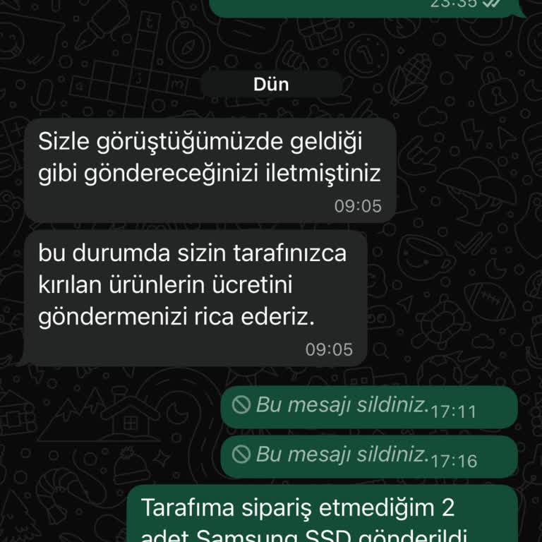 Yanlış Ve Kullanılmış SSD Gönderimi Sonrası Firma Tarafından Rahatsız Edilmekten Bıktım