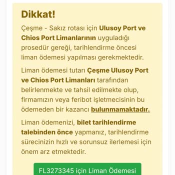 Feribotlines Bilet Ve Liman Ücreti Mağduriyeti