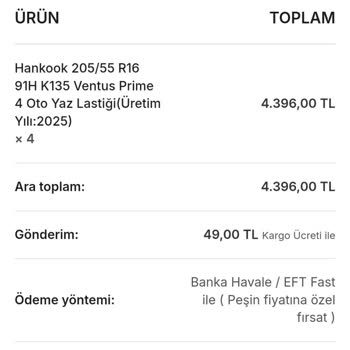 Ödeme Yaptıktan Sonra Lastikler Gönderilmedi Ve Param İade Edilmedi