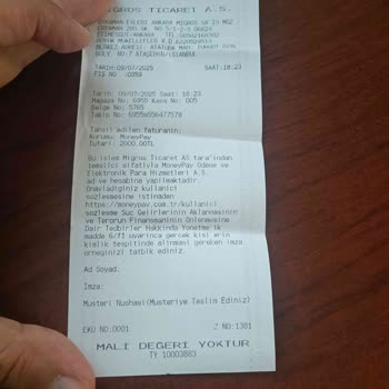 MoneyPay Yüklemem Hesabıma Geçmedi, Migros'tan Dönüş Alamıyorum