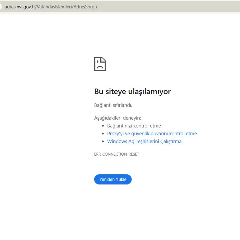 Nüfus Ve Vatandaşlık İşleri Adres Sorgulama Sayfasına Erişim Sorunu Ve Çözüm Eksikliği