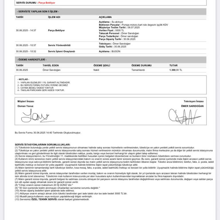 Bosch Servisi Arızasız Parça Değişimiyle Yüksek Ücret Aldı, Sorun Çözülmedi