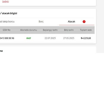 Vodafone Faturasız Hatta Yanlışlıkla Yüklenen Bakiyenin İadesi Yapılmıyor