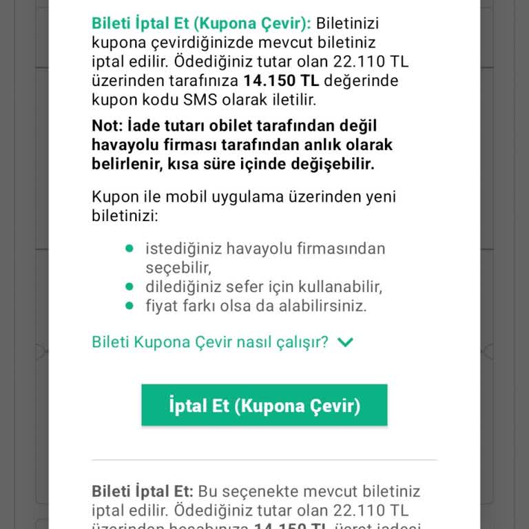 Koşulsuz İptal Güvenceli Bilette Ücret Kesintisi Ve Yetersiz Bilgilendirme