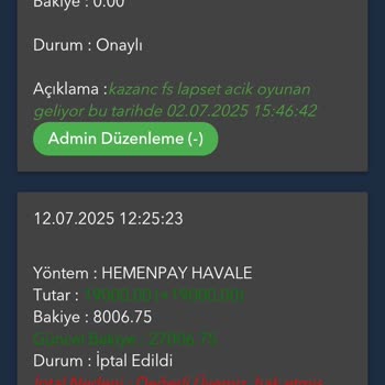 Kazanç Sonrası Bakiyemin Silinmesi Ve Çekim Talebimin Reddedilmesi