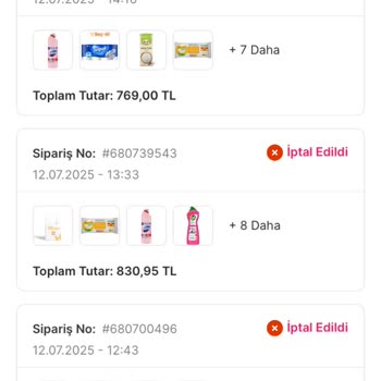 Migros Sanal Market'te Sürekli Sipariş İptali Ve Ürün Stok Sorunu