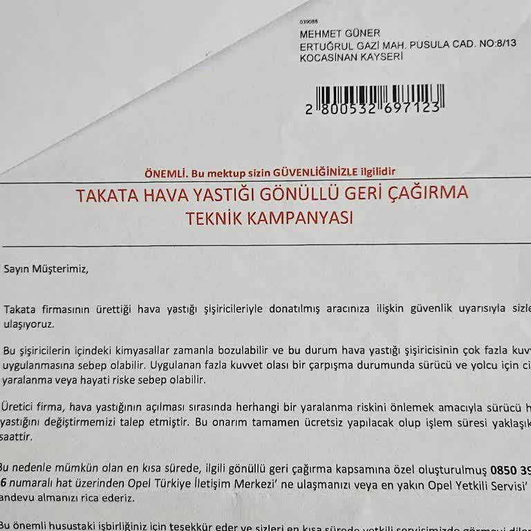 Airbag Değişimi İçin Opel Servisi Dönüş Yapmıyor