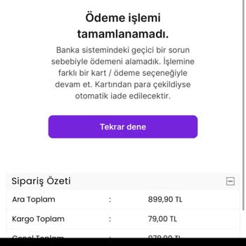 Ödeme Alındı, Sipariş Tamamlanmadı: Param Geri Yatmadı