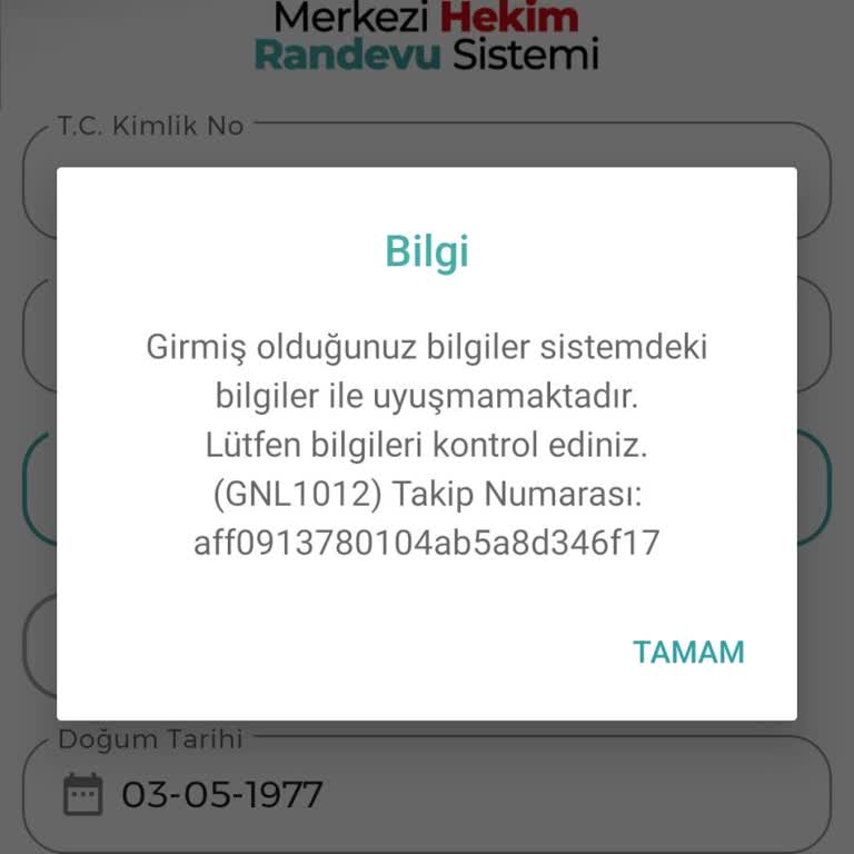 Randevu Alımında Sürekli Hata Ve Uygulama Erişimi Sorunu