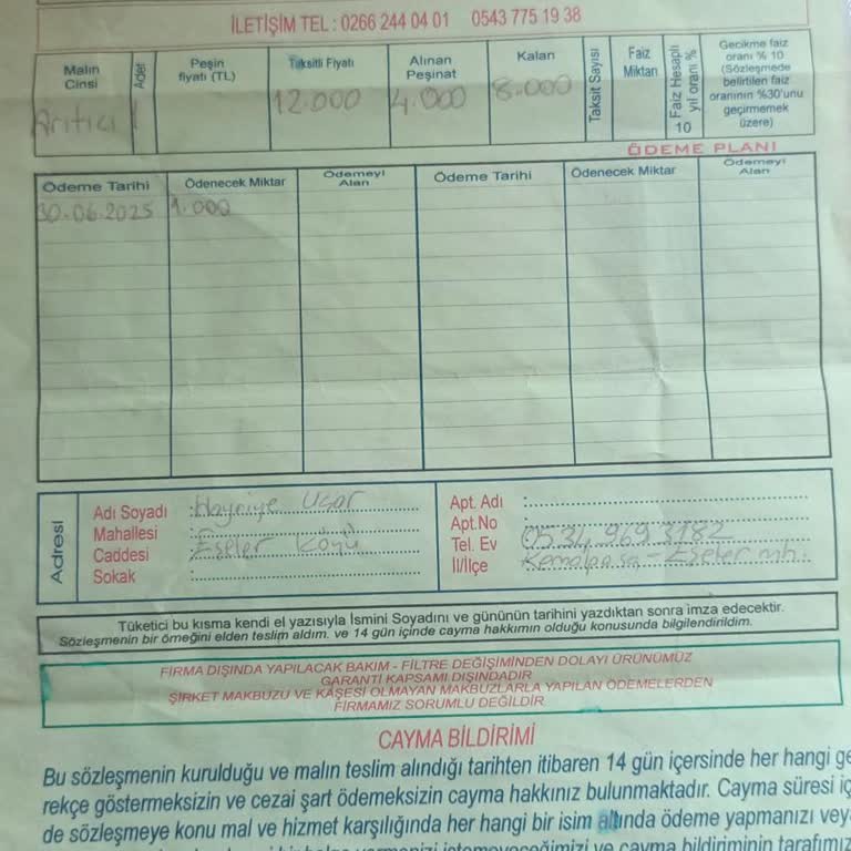 Su Arıtma Cihazında Sorun Ve Firma Tarafından Olumsuz Davranış