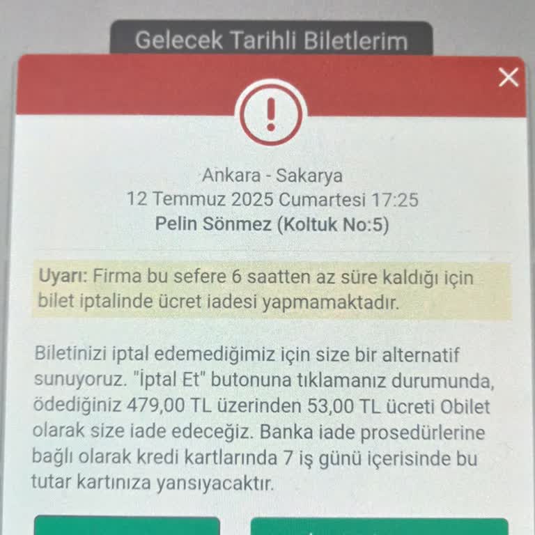 Otobüs Bilet İadesinde Yetersiz Geri Ödeme Ve Uzun Rötar Sorunu