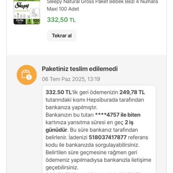 Sleepy Bebek Bezi Siparişim Teslim Edilmiyor, Mağduriyetim Giderilmiyor