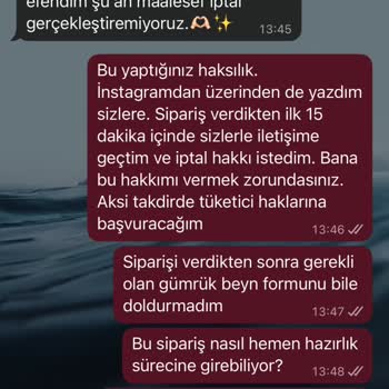 Sipariş İptali 3 Dakikada Reddedildi, Tüketici Hakları Yok Sayılıyor