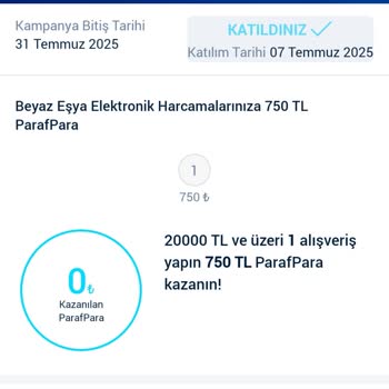 Kampanya Şartlarında Belirtilmeyen Taksitli Alışveriş Engeliyle ParafPara Verilmedi