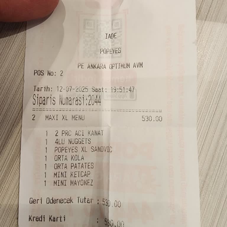 Popeyes Ankara Optimum Şubesinde Bozuk Ürün Ve İlgisiz Müdür Deneyimi